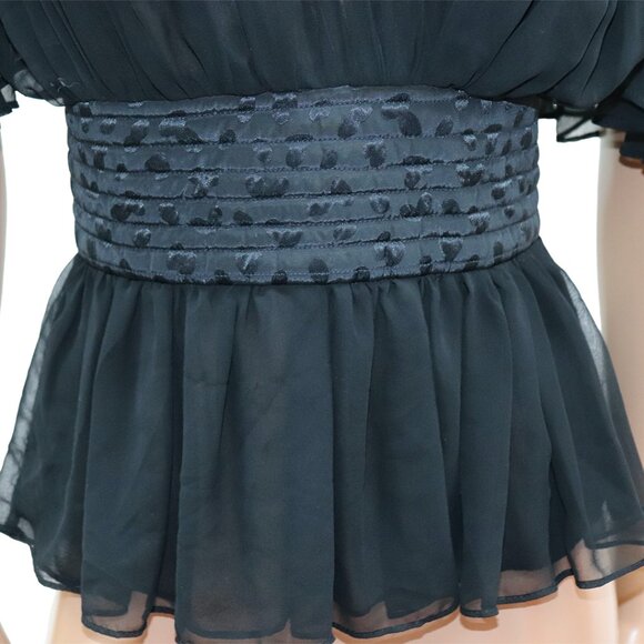 Vintage Marc Allan Feminine Sheer Peplum Blouse S - Picture 3 of 5